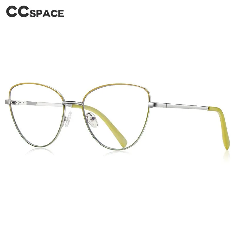 CCspace Unisex Full Rim Square Cat Eye Spring Hinge Alloy Eyeglasses 56273