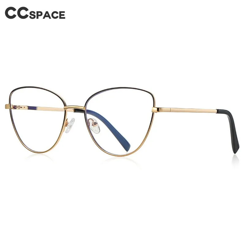 CCspace Unisex Full Rim Square Cat Eye Spring Hinge Alloy Eyeglasses 56273