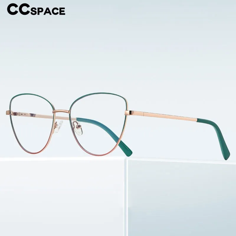 CCspace Unisex Full Rim Square Cat Eye Spring Hinge Alloy Eyeglasses 56273