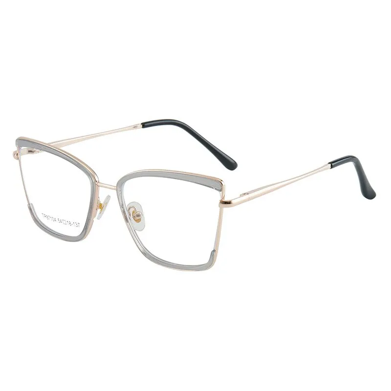 CCspace Unisex Full Rim Square Cat Eye TR 90 Alloy Eyeglasses 55915