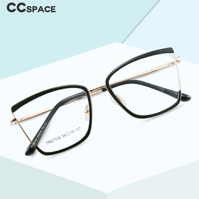 CCspace Unisex Full Rim Square Cat Eye TR 90 Alloy Eyeglasses 55915