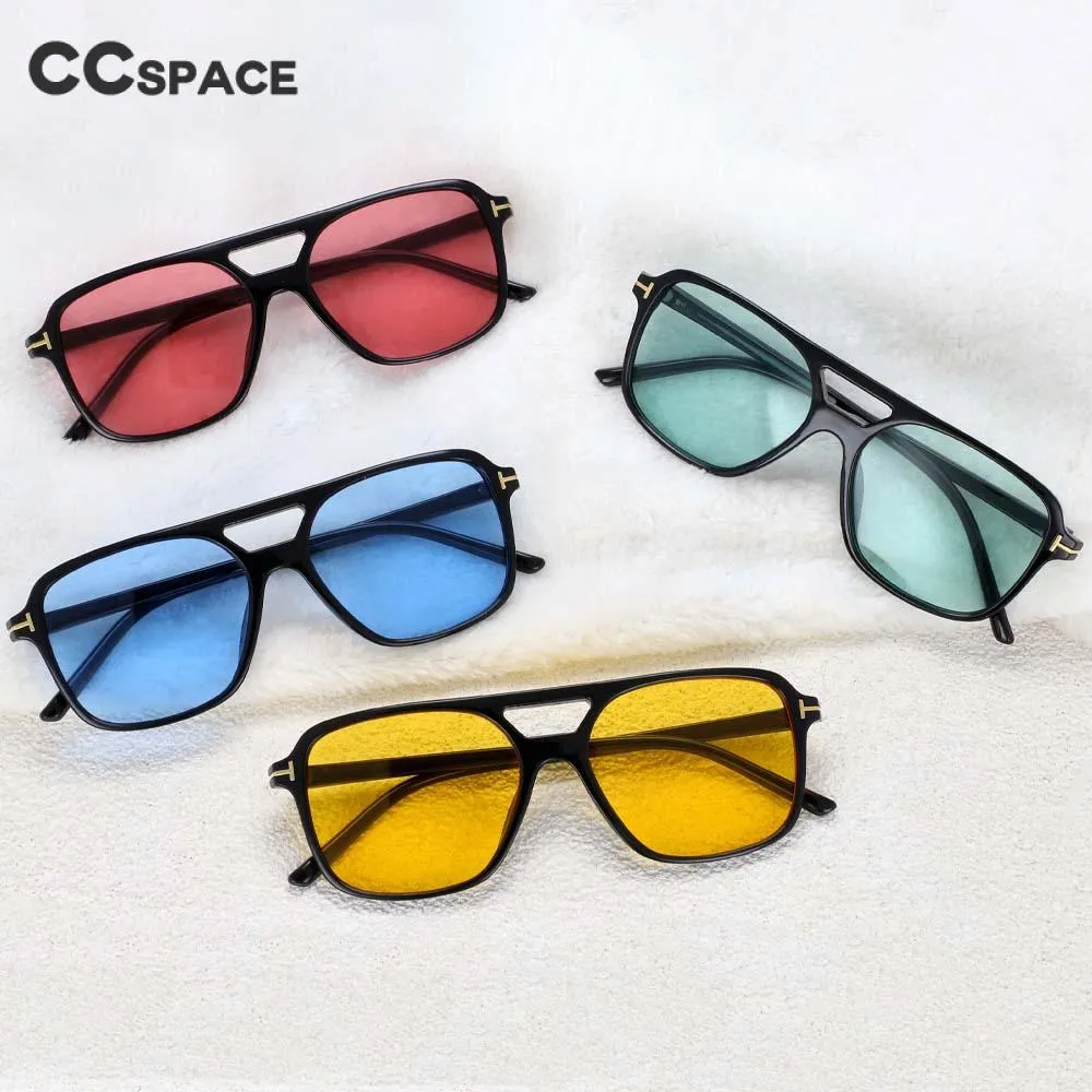 CCspace Unisex Full Rim Square Double Bridge Frame Sunglasses 54489