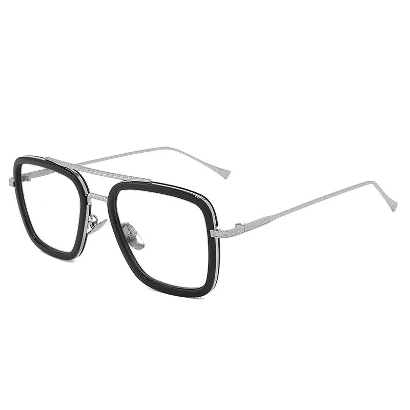 CCspace Unisex Full Rim Square Double Bridge Tr 90 Alloy Eyeglasses 54823