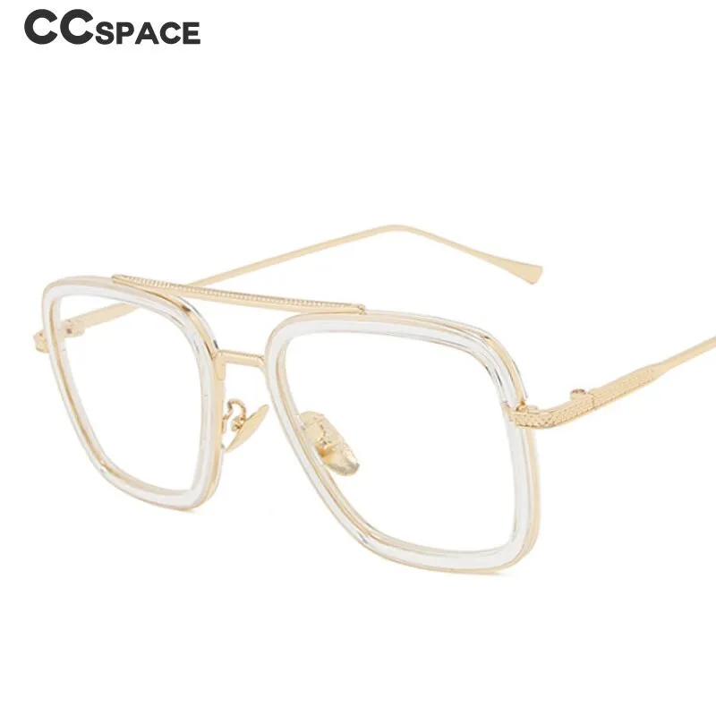 CCspace Unisex Full Rim Square Double Bridge Tr 90 Alloy Eyeglasses 54823