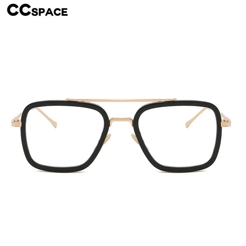 CCspace Unisex Full Rim Square Double Bridge Tr 90 Alloy Eyeglasses 54823