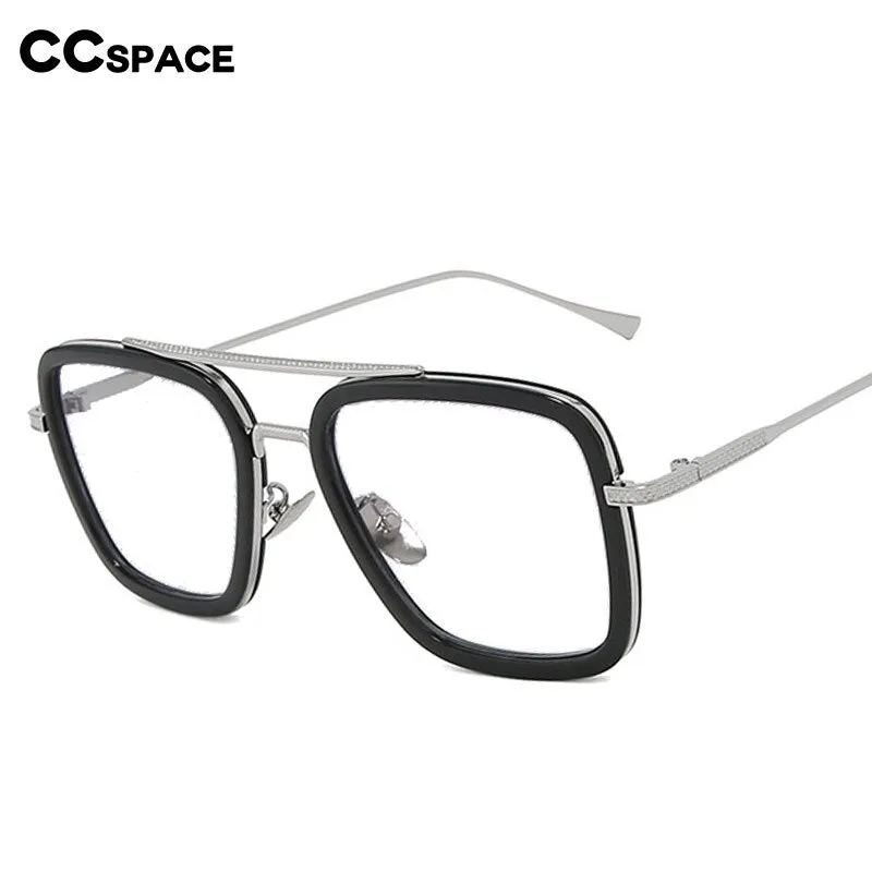 CCspace Unisex Full Rim Square Double Bridge Tr 90 Alloy Eyeglasses 54823