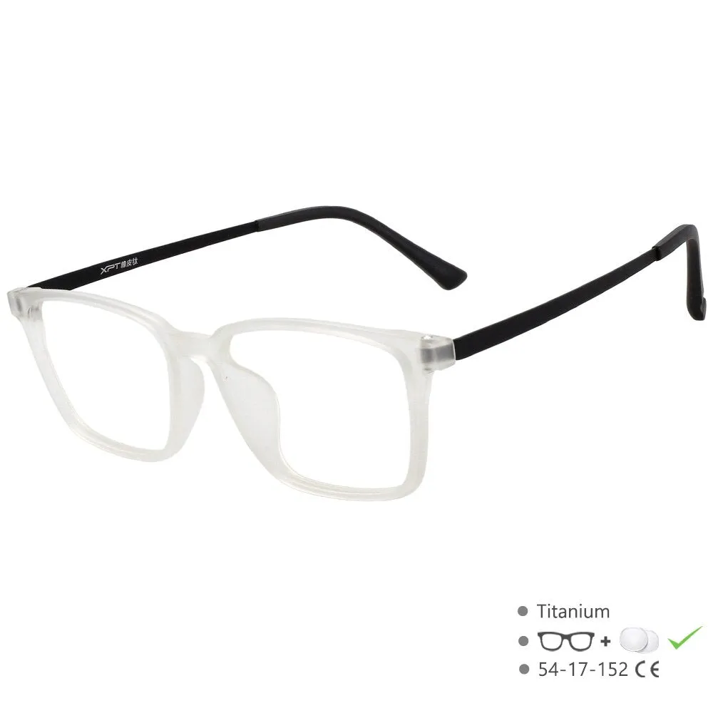 CCspace Unisex Full Rim Square Titanium Eyeglasses 49645