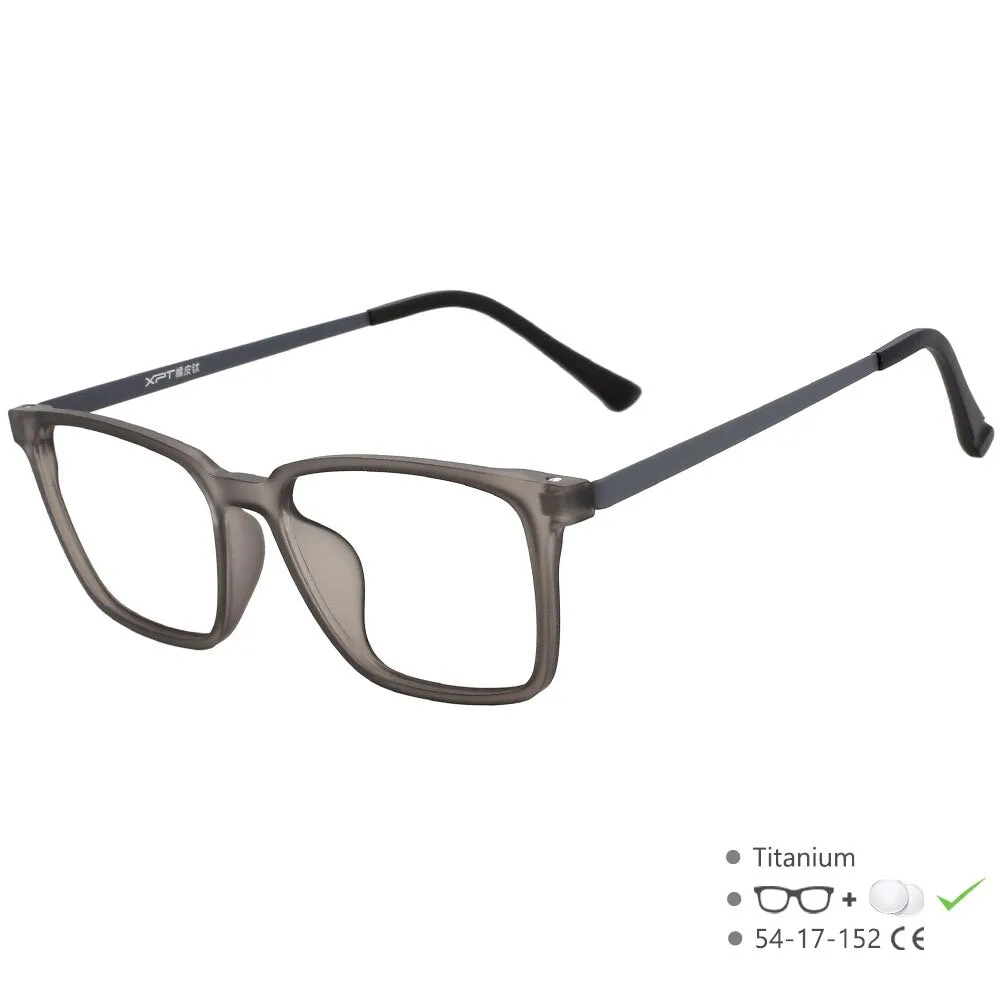 CCspace Unisex Full Rim Square Titanium Eyeglasses 49645