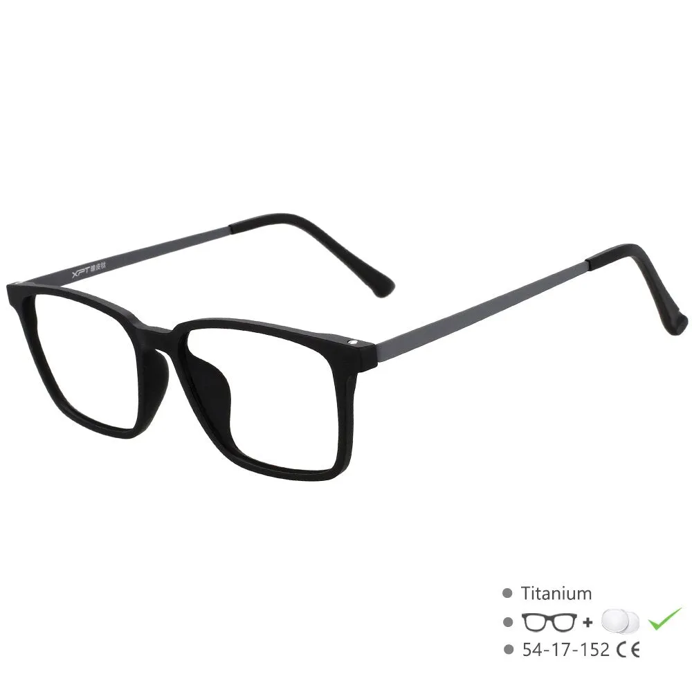 CCspace Unisex Full Rim Square Titanium Eyeglasses 49645