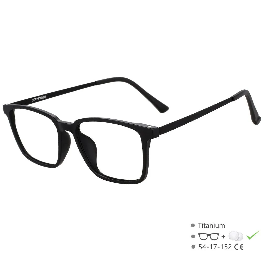 CCspace Unisex Full Rim Square Titanium Eyeglasses 49645