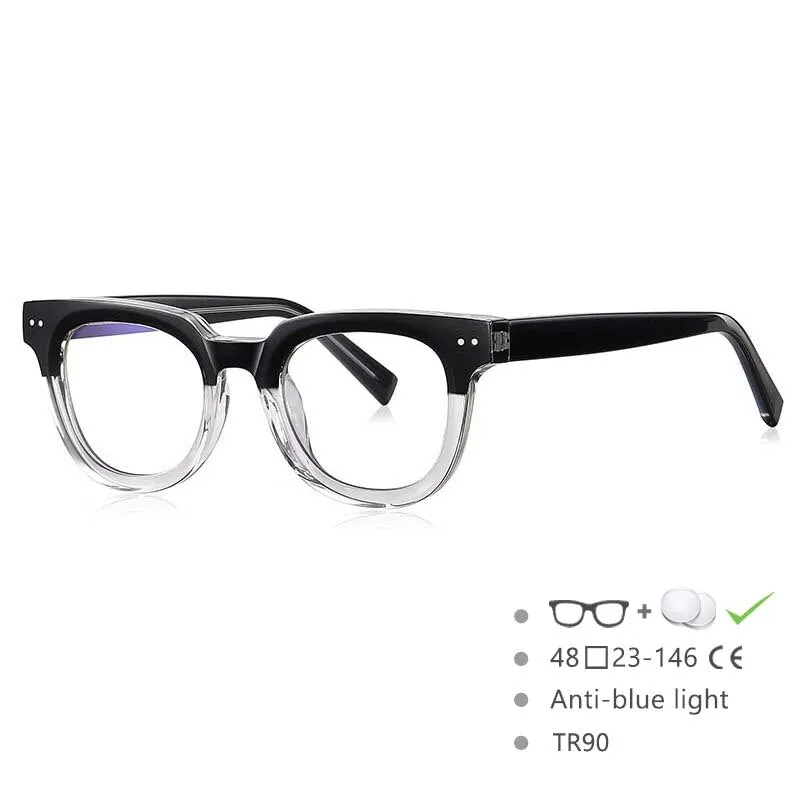 CCSpace Unisex Full Rim Square Tr 90 Titanium Frame Eyeglasses 54560