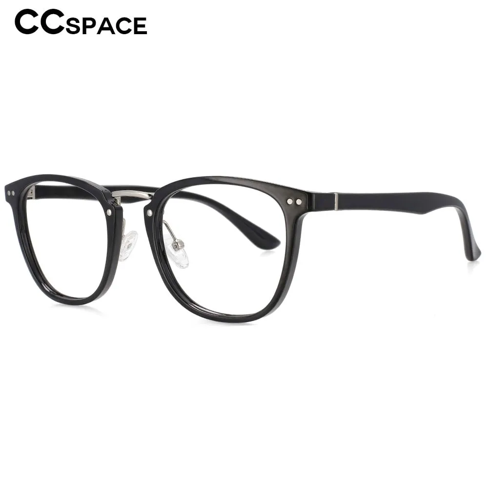 CCspace Unisex Full Rim Square Tr 90 Titanium Rivet Frame Eyeglasses 53647