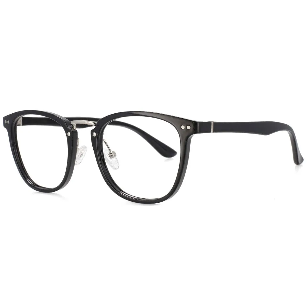 CCspace Unisex Full Rim Square Tr 90 Titanium Rivet Frame Eyeglasses 53647