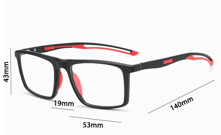 CCspace Unisex Full Rim Square Tr 90 Titanium Sport Eyeglasses 55473