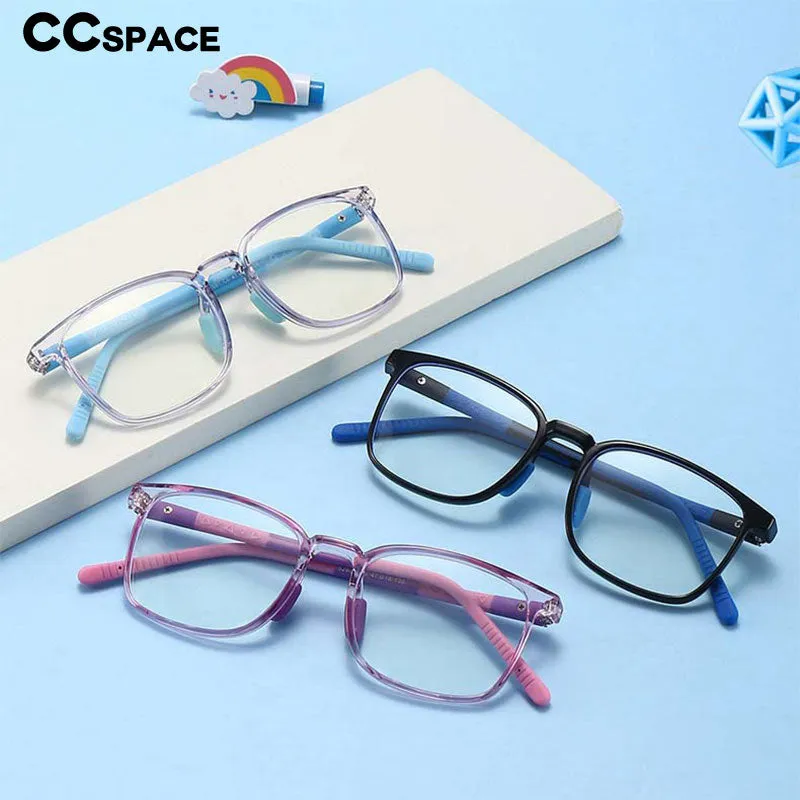 CCspace Unisex Youth Full Rim Square Silicone Eyeglasses 54671