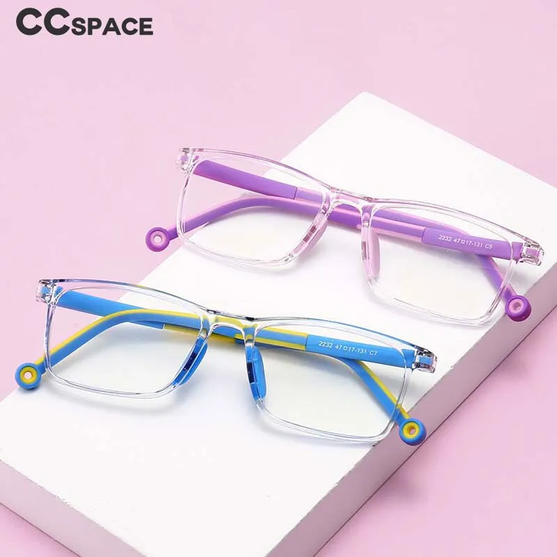 CCspace Unisex Youth Full Rim Square Silicone Eyeglasses 54673