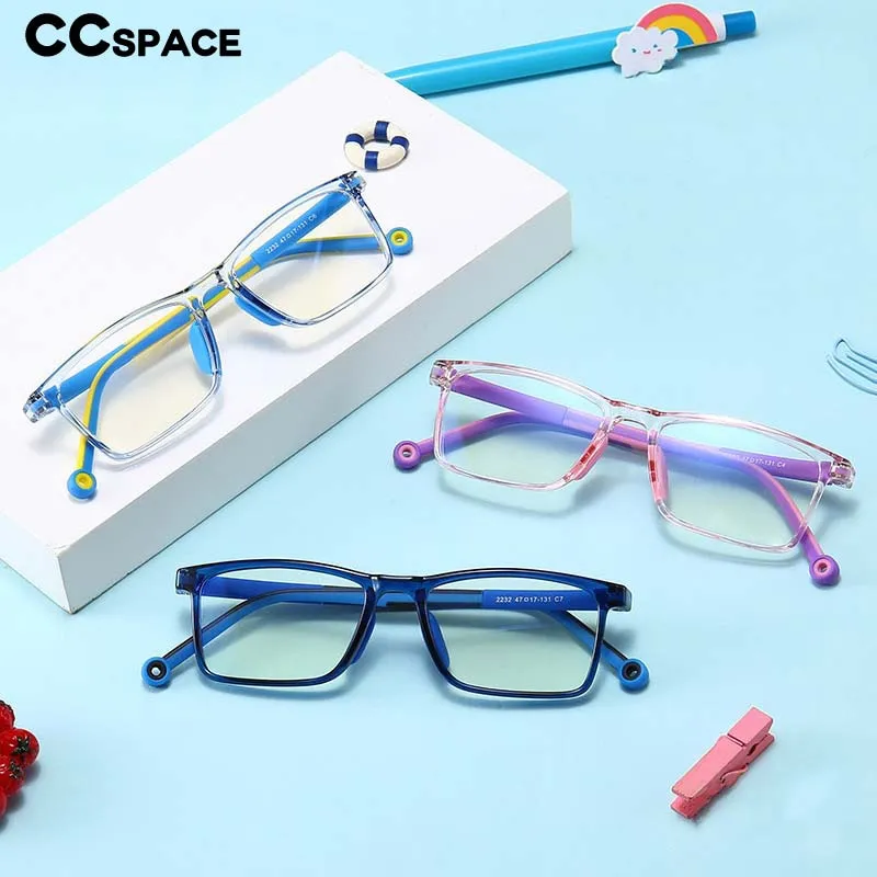 CCspace Unisex Youth Full Rim Square Silicone Eyeglasses 54673