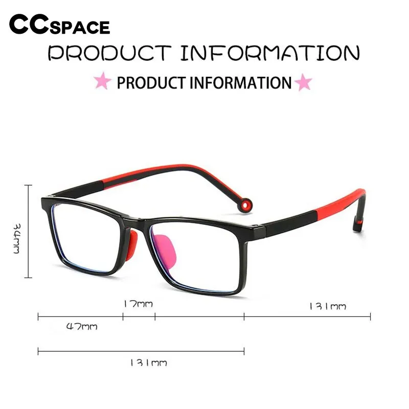 CCspace Unisex Youth Full Rim Square Silicone Eyeglasses 54673