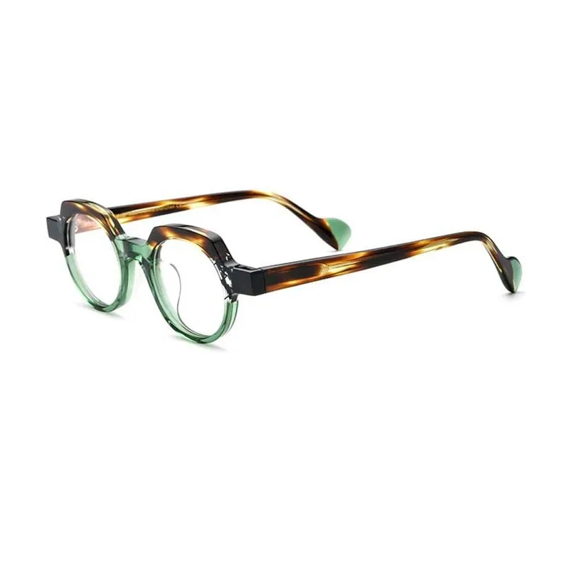 CCspace Unsiex Full Rim Flat Top Round Acetate Eyeglasses 55048