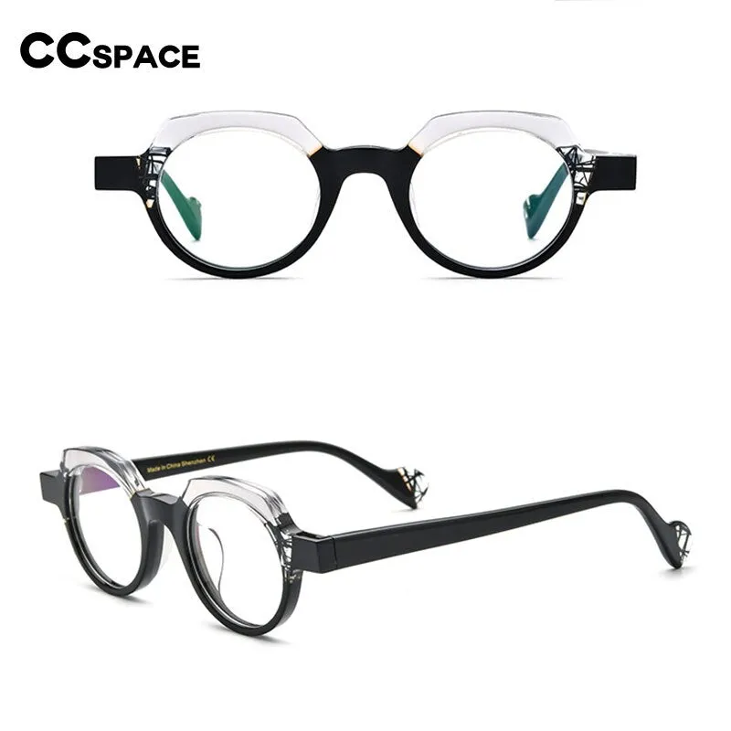 CCspace Unsiex Full Rim Flat Top Round Acetate Eyeglasses 55048