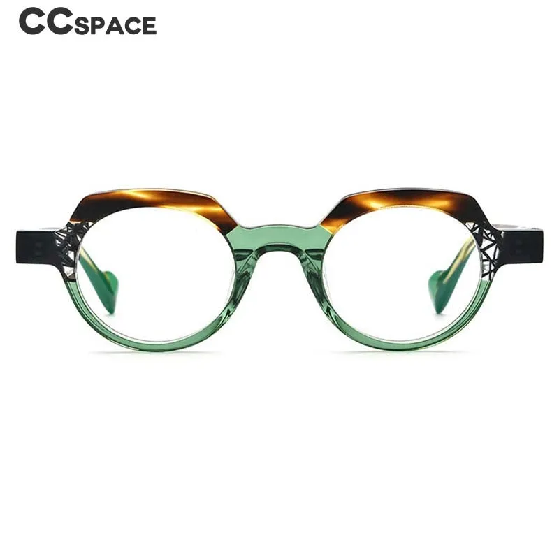 CCspace Unsiex Full Rim Flat Top Round Acetate Eyeglasses 55048