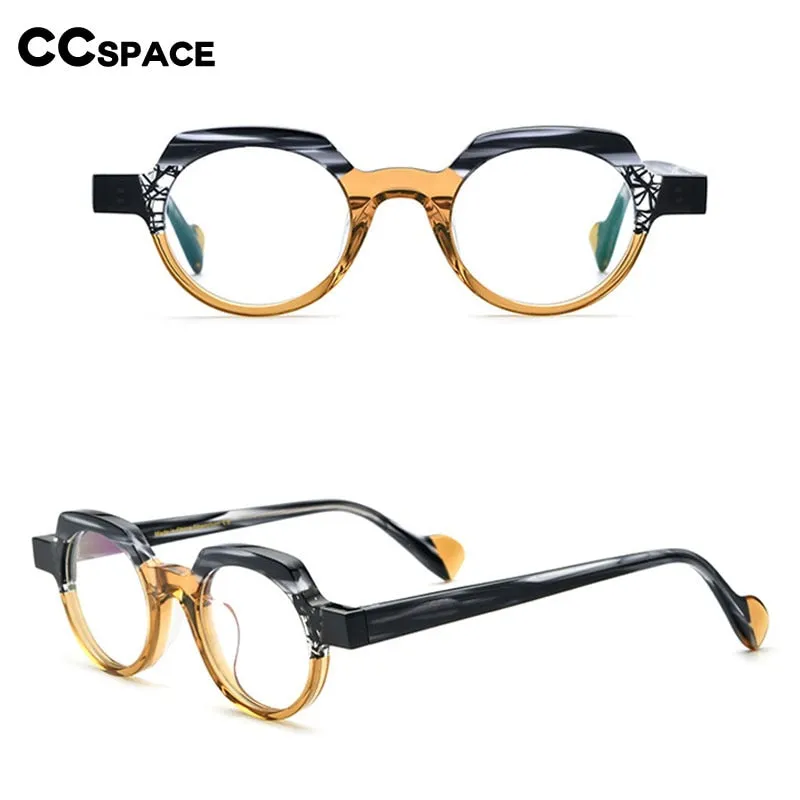 CCspace Unsiex Full Rim Flat Top Round Acetate Eyeglasses 55048