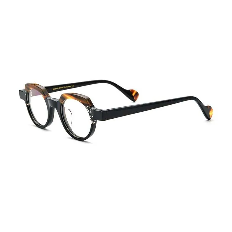 CCspace Unsiex Full Rim Flat Top Round Acetate Eyeglasses 55048