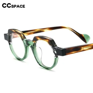 CCspace Unsiex Full Rim Flat Top Round Acetate Eyeglasses 55048