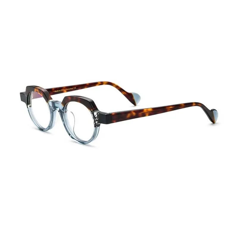 CCspace Unsiex Full Rim Flat Top Round Acetate Eyeglasses 55048