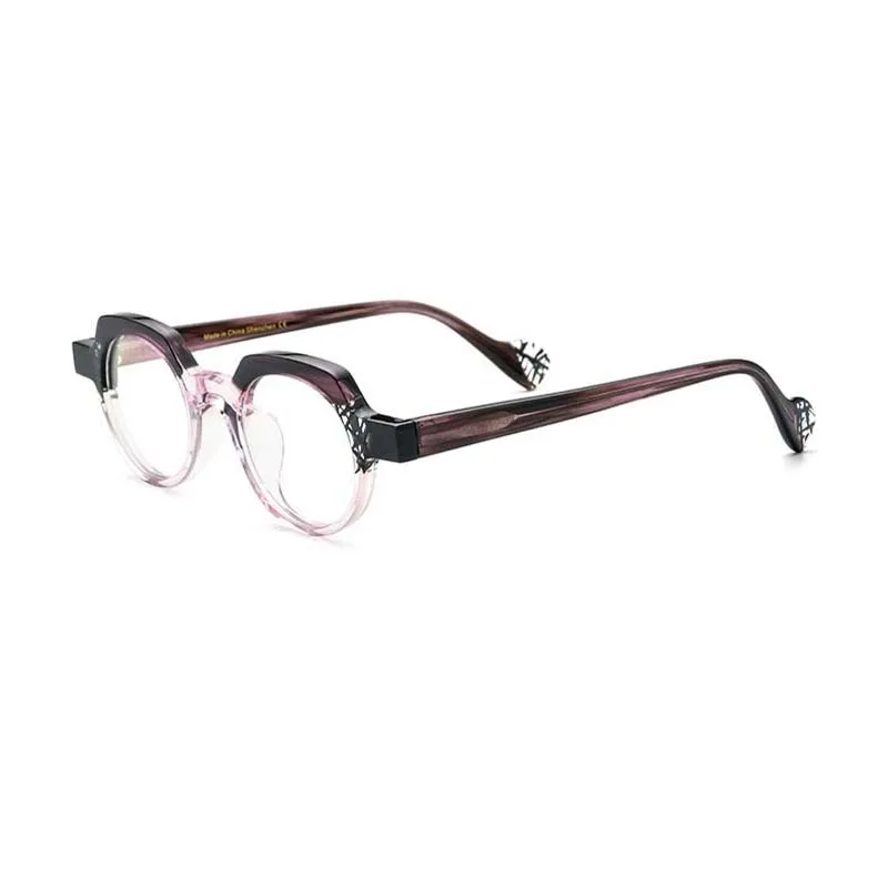 CCspace Unsiex Full Rim Flat Top Round Acetate Eyeglasses 55048