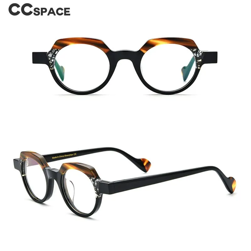 CCspace Unsiex Full Rim Flat Top Round Acetate Eyeglasses 55048