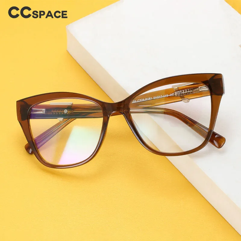 CCspace Women's Full Rim Cat Eye Acetate Tr 90 Eyeglasses 56490