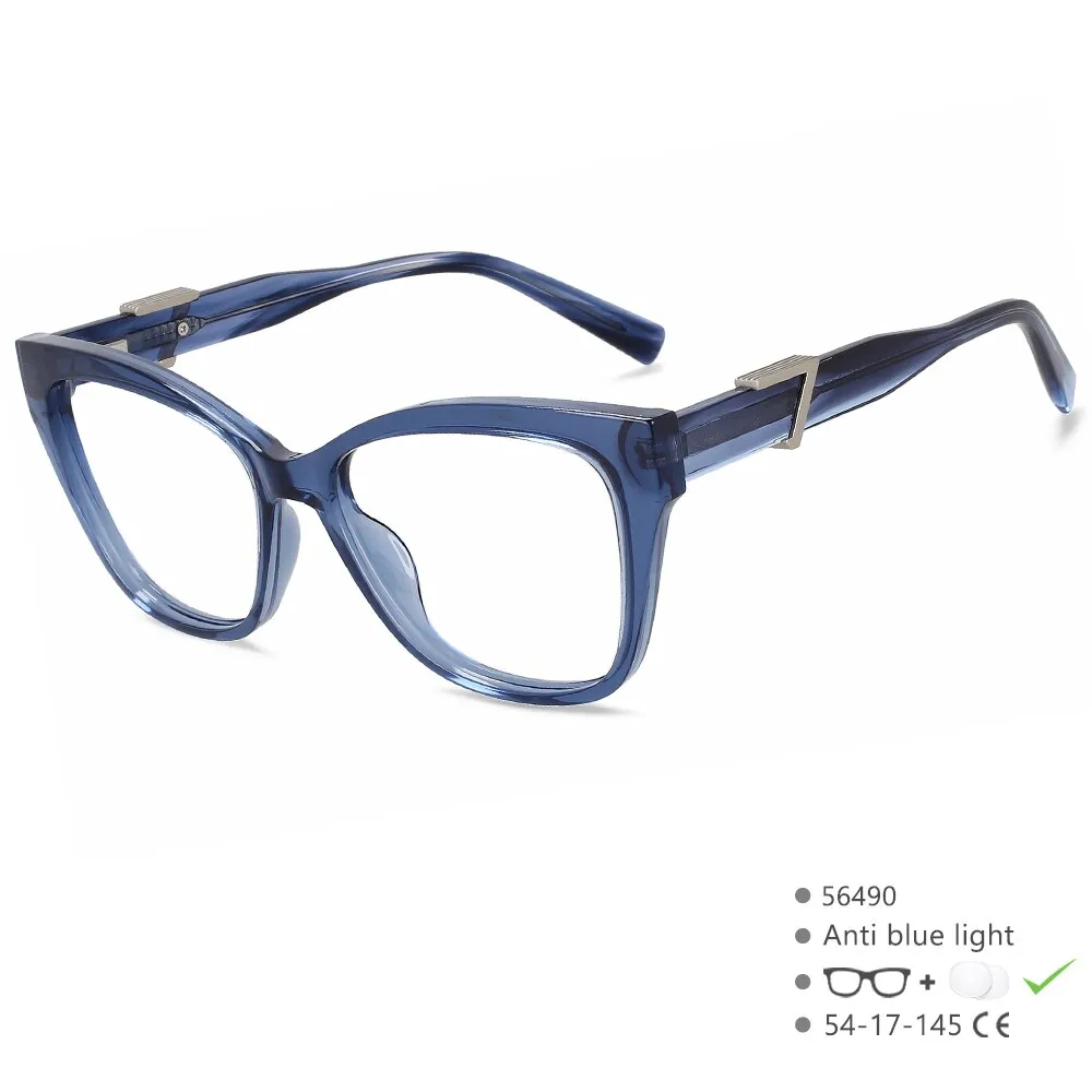 CCspace Women's Full Rim Cat Eye Acetate Tr 90 Eyeglasses 56490