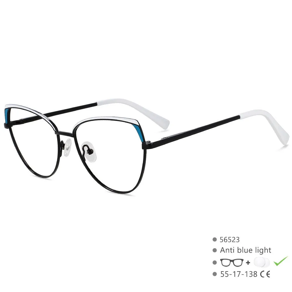 CCspace Women's Full RIm Cat Eye Alloy Eyeglasses 56523