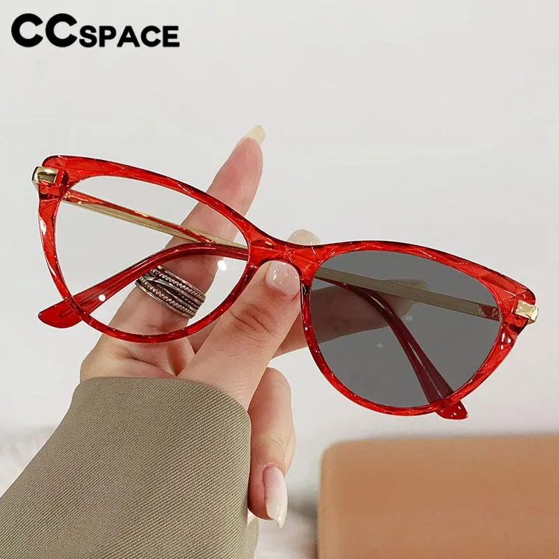 CCspace Women's Full Rim Cat Eye Pc Plastic Alloy Photochromic Eyeglasses 56775