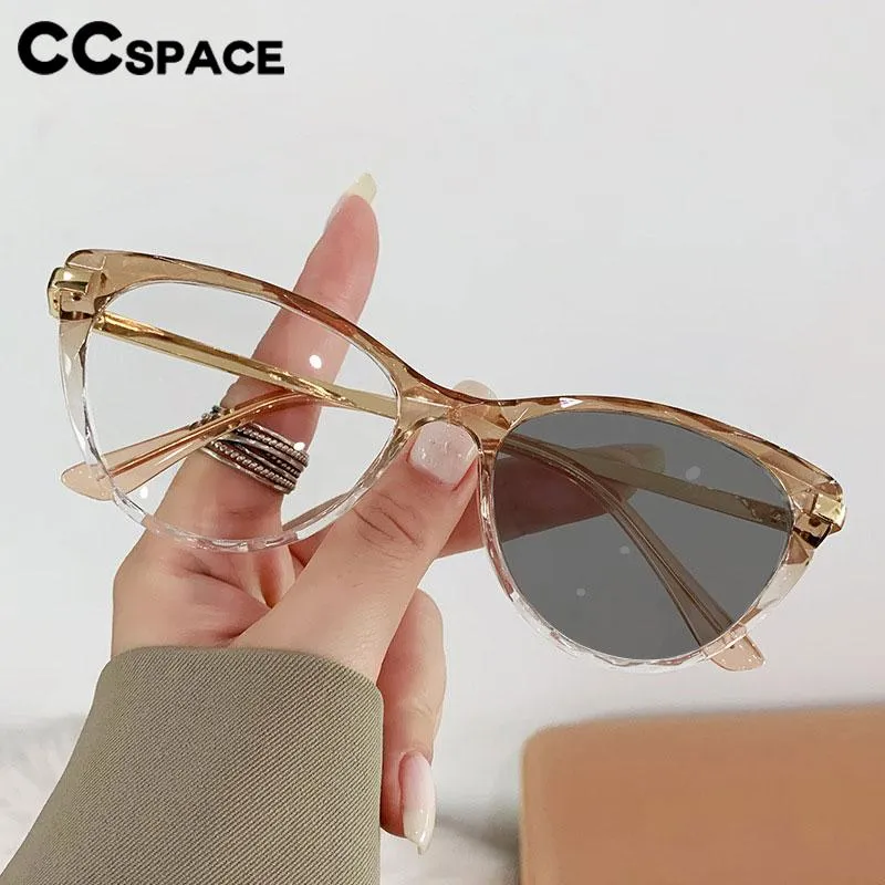 CCspace Women's Full Rim Cat Eye Pc Plastic Alloy Photochromic Eyeglasses 56775