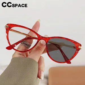 CCspace Women's Full Rim Cat Eye Pc Plastic Alloy Photochromic Eyeglasses 56775