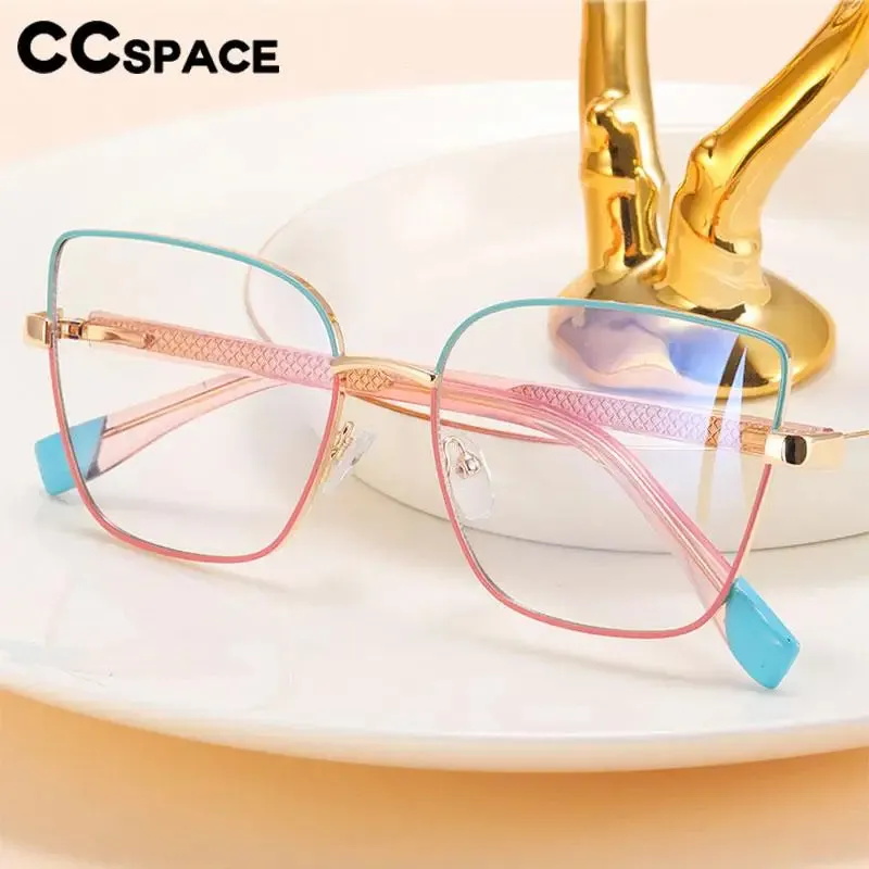 CCspace Women's Full Rim Cat Eye Square Alloy Eyeglasses 57382