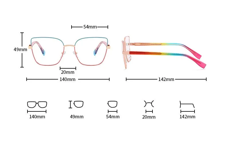 CCspace Women's Full Rim Cat Eye Square Alloy Eyeglasses 57382