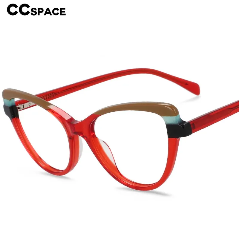 CCspace Women's Full Rim Handcrafted Cat Eye Acetate Eyeglasses 55269