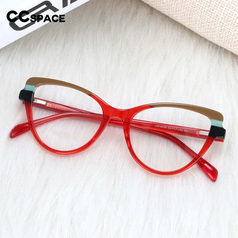 CCspace Women's Full Rim Handcrafted Cat Eye Acetate Eyeglasses 55269