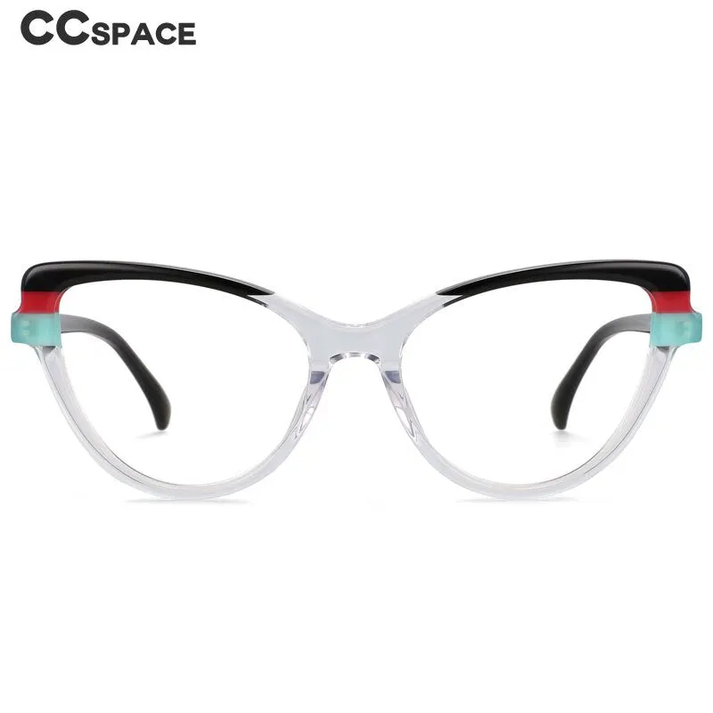 CCspace Women's Full Rim Handcrafted Cat Eye Acetate Eyeglasses 55269