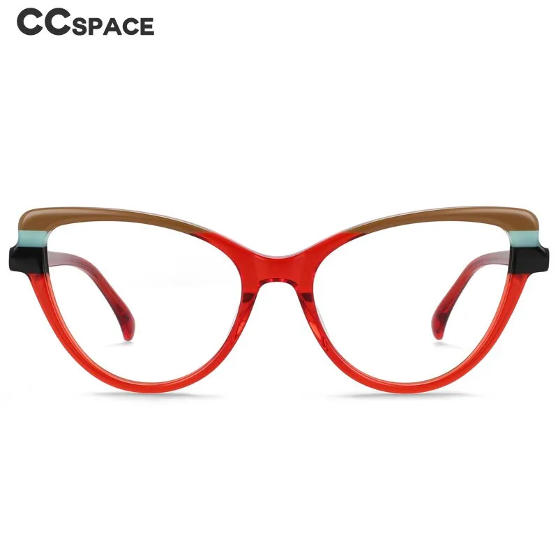 CCspace Women's Full Rim Handcrafted Cat Eye Acetate Eyeglasses 55269