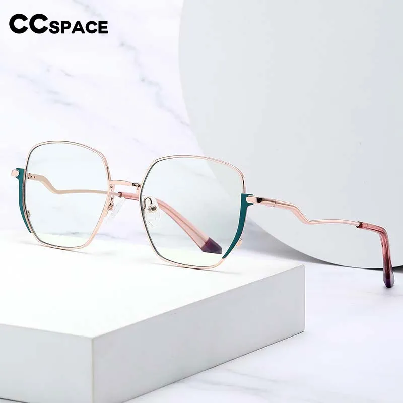 CCspace Women's Full Rim Irregular Square Alloy Eyeglasses 54969