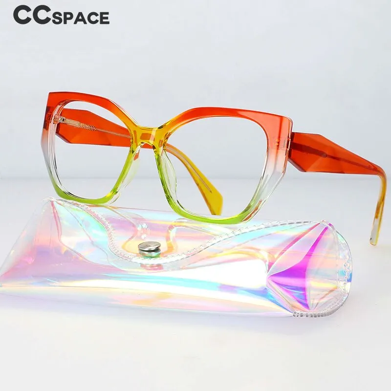 CCspace Women's Full Rim Irregular Tr 90 Titanium Reading Glasses 4456