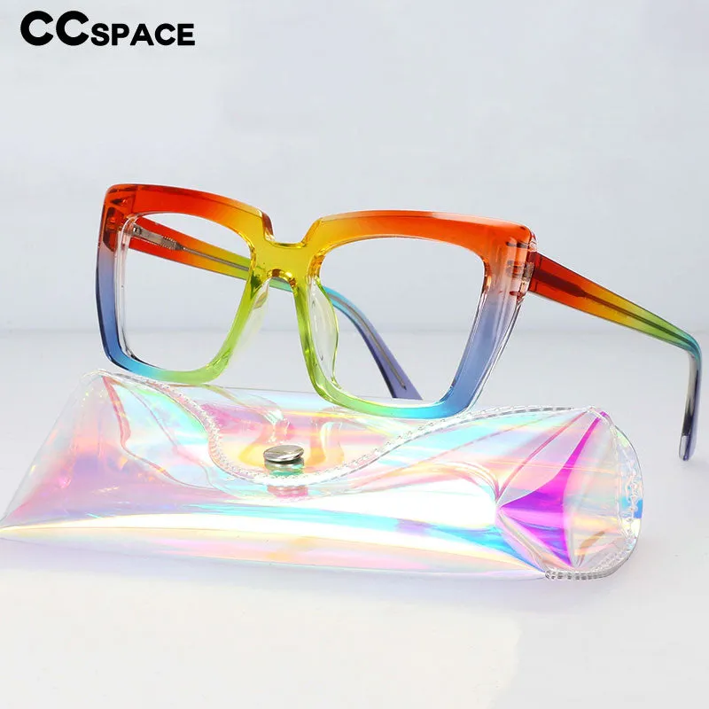 CCspace Women's Full Rim Irregular Tr 90 Titanium Reading Glasses 4456