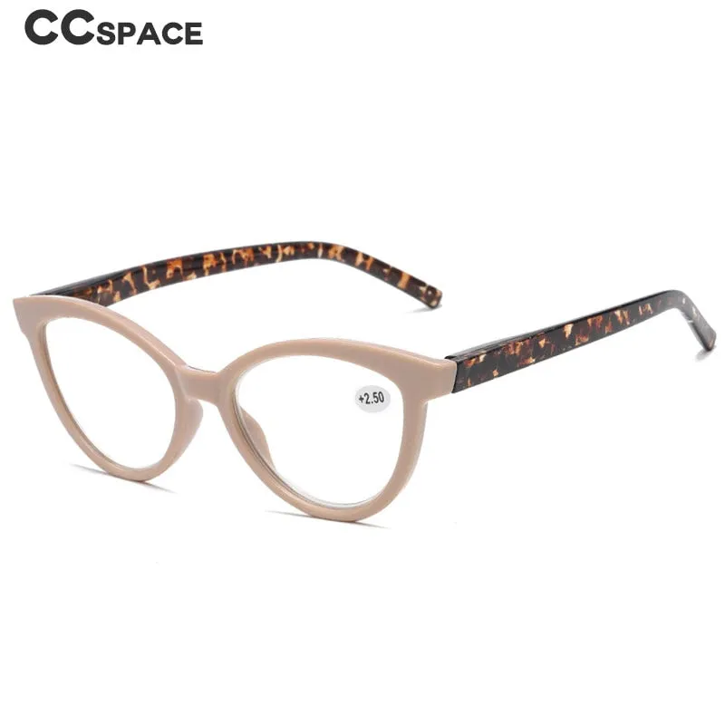 CCspace Women's Full Rim Large Cat Eye Acetate Hyperopic Reading Glasses 55809