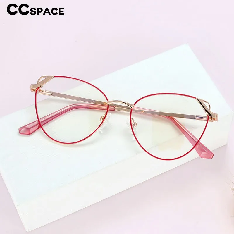 CCspace Women's Full Rim Oval Cat Eye Alloy Frame Eyeglasses 54195