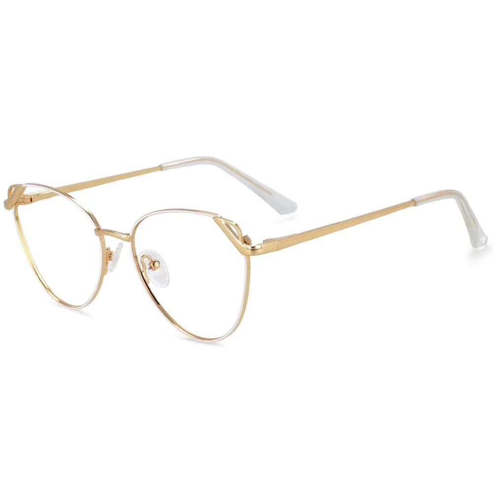 CCspace Women's Full Rim Oval Cat Eye Alloy Frame Eyeglasses 54195