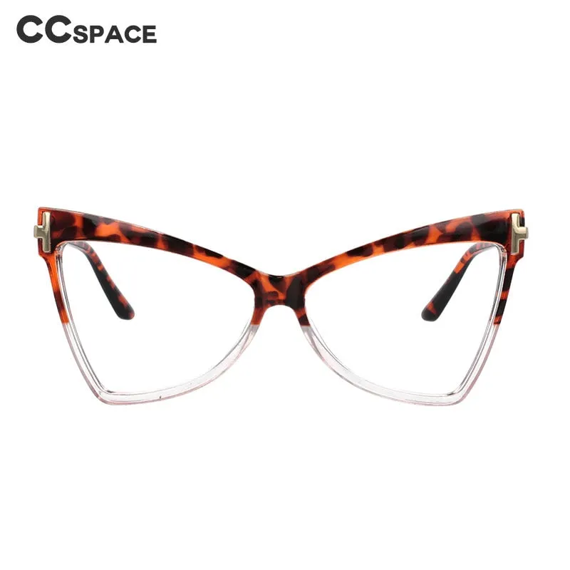 CCspace Women's Full Rim Oversized Cat Eye Resin Alloy Frame Eyeglasses 51039